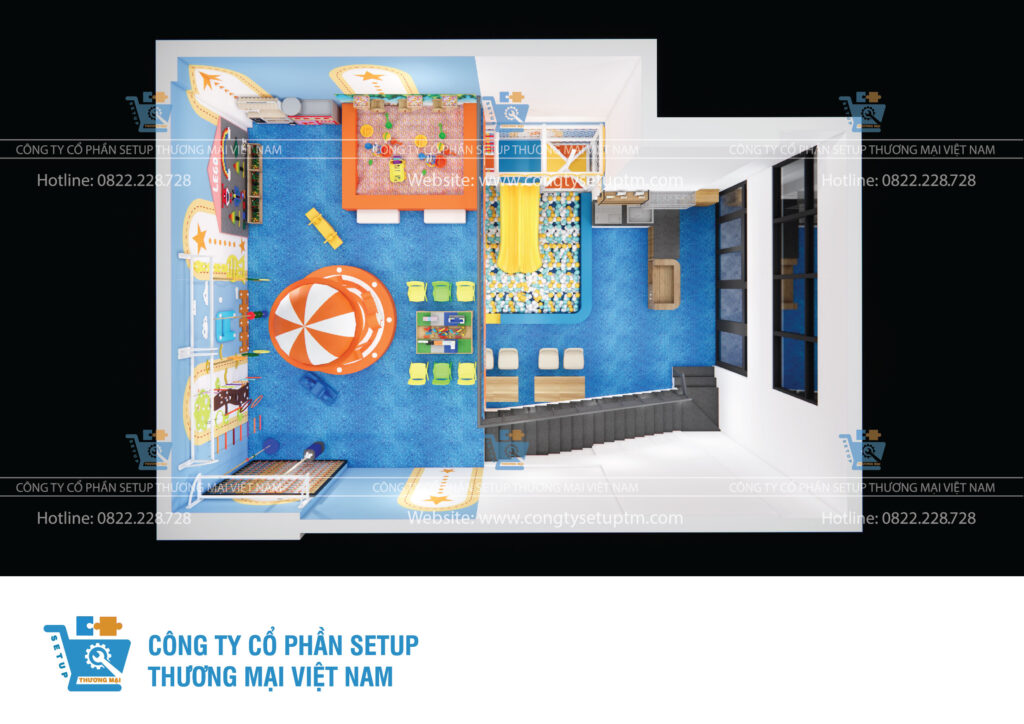 Công ty thiết kế khu vui chơi trẻ em lắp đặt KVC tại 80m2 Bình Phước