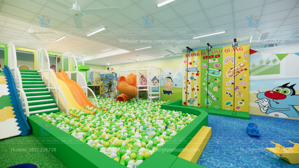 Dự án thi công khu vui chơi trong nhà Oggy Kids của chị Huyền tại Hòa Bình