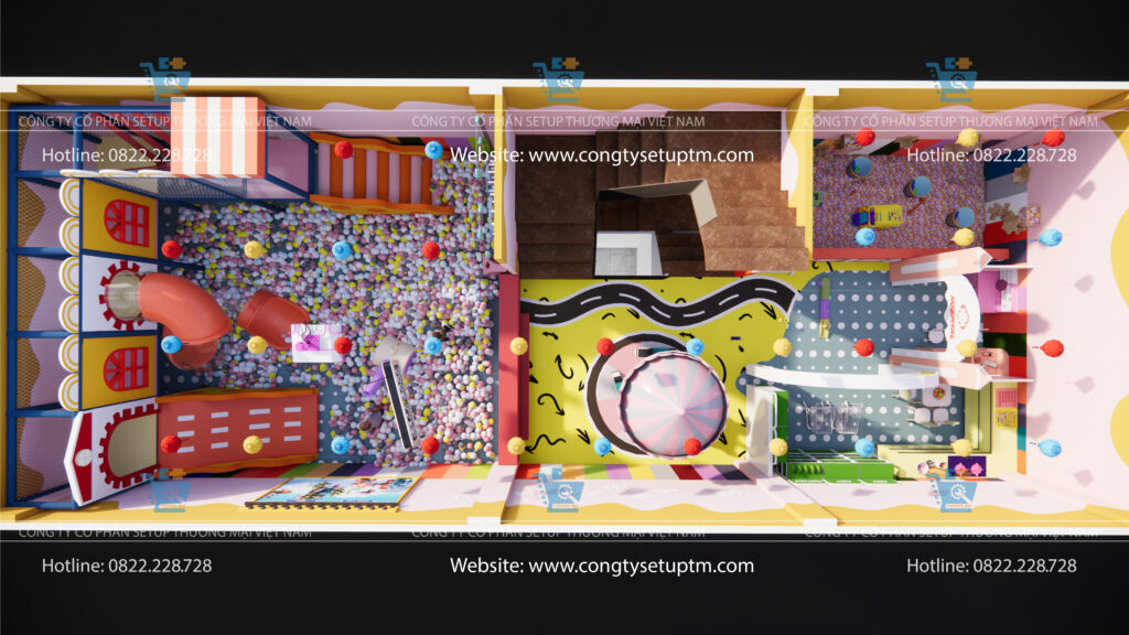 Thi công sân chơi trẻ em – khu vui chơi Gấu Pooh tại Quảng Trị