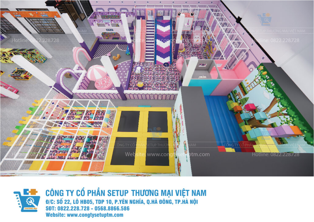 Thiết kế khu vui chơi trong nhà cho trẻ em 600m2 tại bể bơi Trường Thành Bỉm Sơn Thanh Hóa
